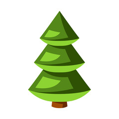 Merry Christmas illustration of tree. Holiday icon in cartoon style.