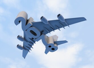 3D illustration of 2078 text with plane wings © vexworldwide