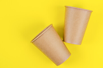 Disposable Brown paper cup for coffee, tea, a drink from environmental materials.