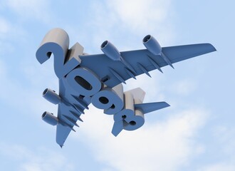 3D illustration of 2093 text with plane wings © vexworldwide