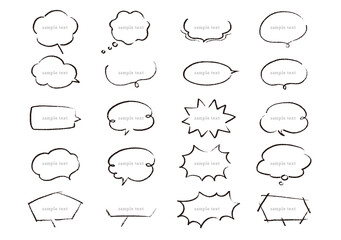 Fototapeta premium ふきだし 鉛筆 ざらざらタッチ あしらい 手書き アイコン イラスト セット