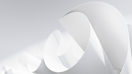 Abstract background white curved walls 3d render