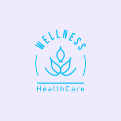wellness healthcare logo minimalist with blue line design template concept inspiration.