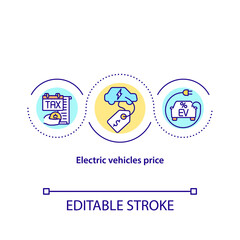 Electric vehicles price concept icon. Car purchase abstract idea thin line illustration. EV tax returns. Beneficial decision. Vector isolated outline color drawing. Editable stroke