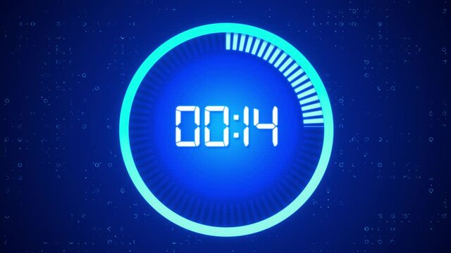 Futuristic countdown timer counting down from 20 to zero. perfect introduction for showreels or promo videos. Best for party, new year, race, event. digital timer. Clock and watch, timer, countdown