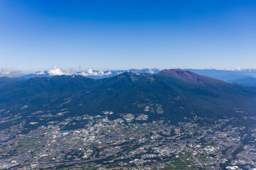 長野県佐久市上空から浅間山を空撮