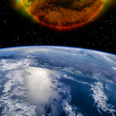Fototapeta na wymiar Earth and sun. The elements of this image furnished by NASA.
