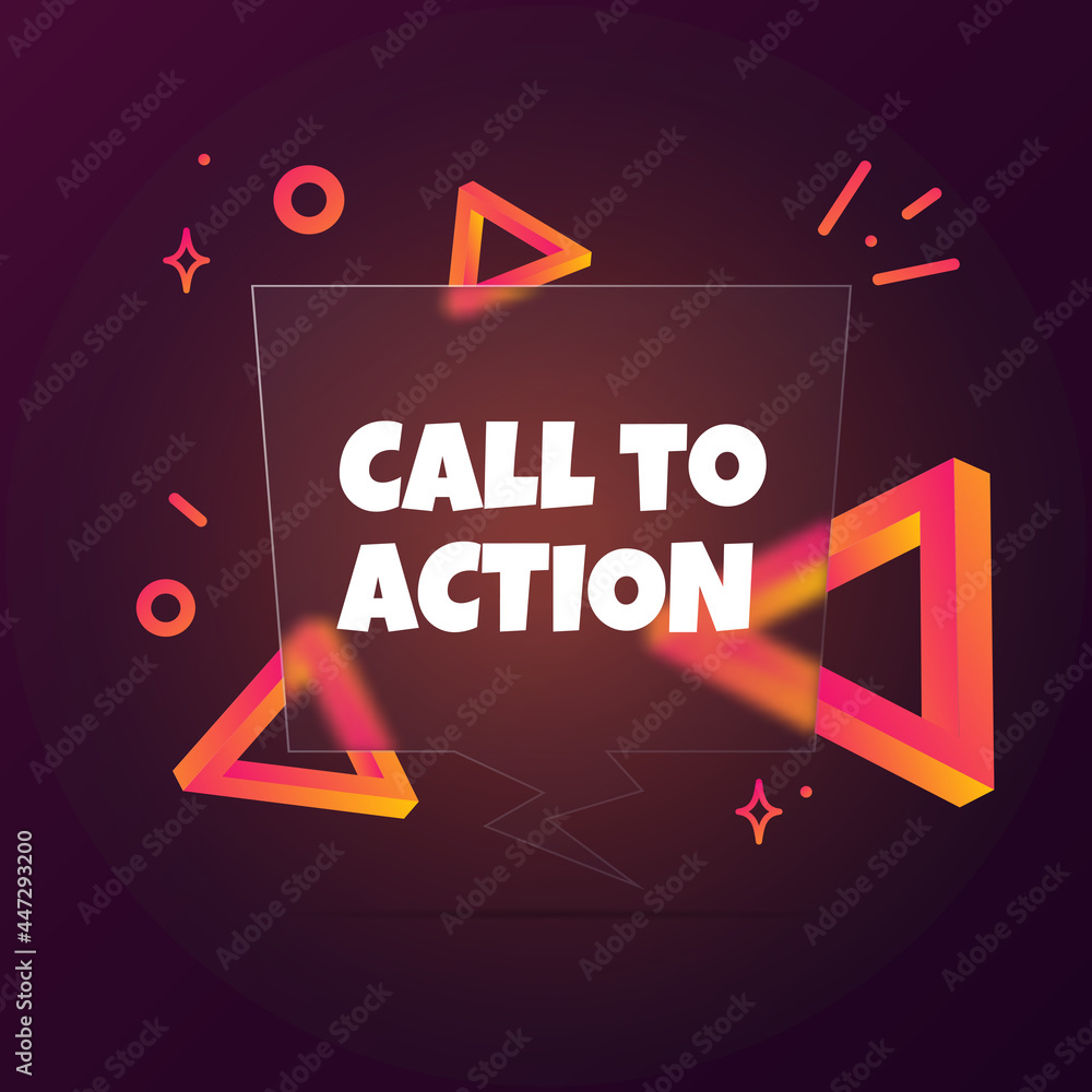 Poster call to action. speech bubble banner with call to action text. glassmorphism style. for business, ma