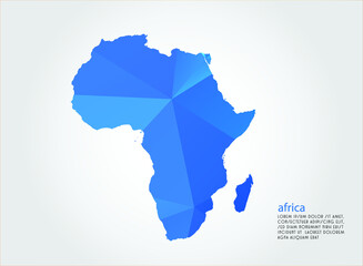 africa map blue Color on white background polygonal