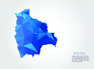 Bolivia map blue Color on white background polygonal