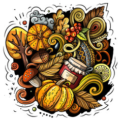 Autumn cartoon vector doodles illustration.