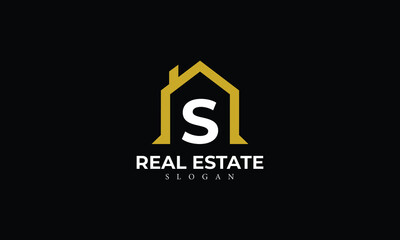 Alphabet S Real Estate Monogram Vector Logo Design, Letter S House Icon Template