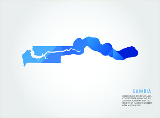 Gambia map blue Color on white background polygonal	