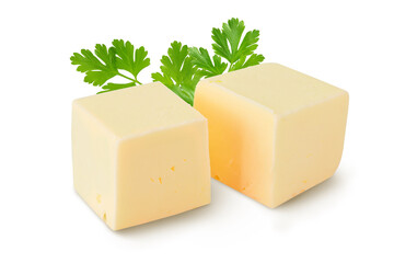 butter cube isolated on white background with clipping path and full depth of field