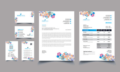 Modern blue professional business stationery set
