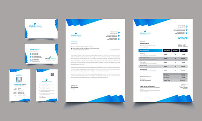 Modern blue professional business stationery set
