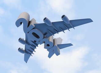 3D illustration of 2037 text with plane wings © vexworldwide