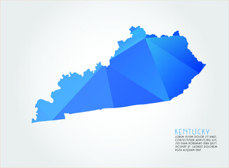  KENTUCKY map blue Color on white background polygonal	