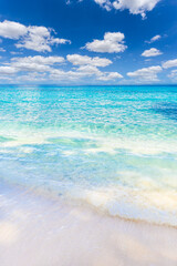 Obraz premium Beautiful sandy beach with wave crashing on sandy shore at Similan Islands Beautiful tropical sea Similan island No.4 at Similan national park, Thailand