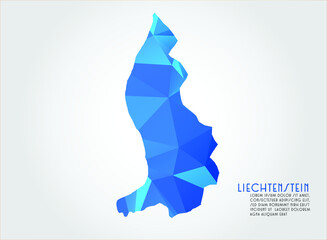 Liechtenstein map blue Color on white background polygonal	