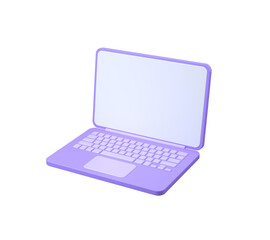 Laptop 3d illustration isolated on white background.