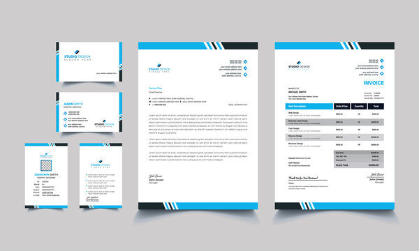 modern clean business office stationery set design