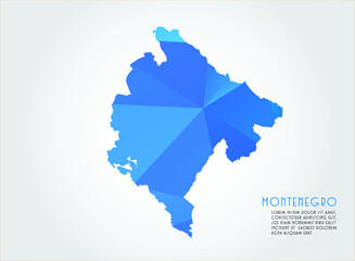 Montenegro map blue Color on white background polygonal	