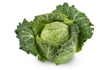 Savoy cabbage isolated on white background with clipping path and full depth of field
