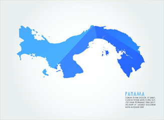 Panama map blue Color on white background polygonal	