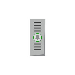 Intercom outer entrance panel with button flat vector illustration isolated.