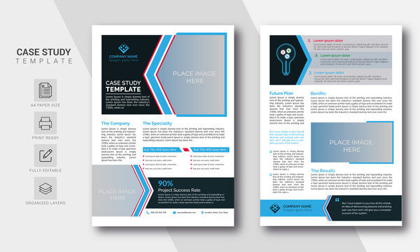 Case study template with blue black variation | Case Study Booklet | Easy Editable & Customize