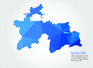 Tajikistan map blue Color on white background polygonal