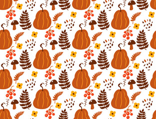 Boho abstract autumn seamless pattern. Bohemian print creative contemporary aesthetic doodle style, repeating texture, background. Vector illustration