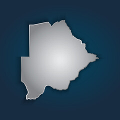 Botswana map 3D metallic silver with chrome, shine gradient on dark blue background. Vector illustration EPS10.
