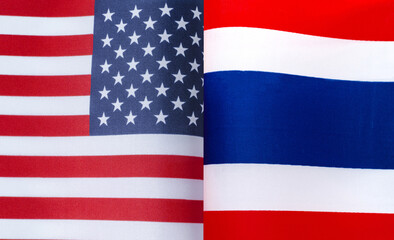 fragments of the national flags of the United States and Thailand in close-up