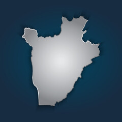 Obraz premium Burundi map 3D metallic silver with chrome, shine gradient on dark blue background. Vector illustration EPS10.