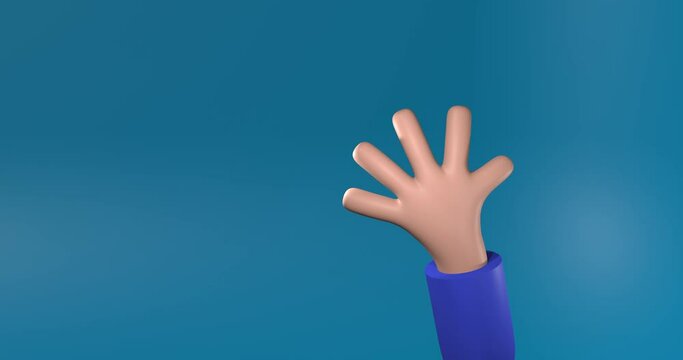 waving hand 3d animation. Human hand animation. 