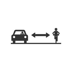 Car and bike passing distance icon isolated on white background. Distance symbol modern, simple, vector, icon for website design, mobile app, ui. Vector Illustration - obrazy, fototapety, plakaty