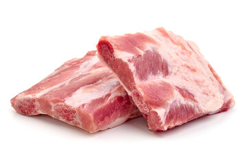 Raw pork belly, isolated on white background. High resolution image.