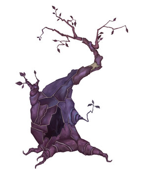 Witch magic tree halloween illustration quality illustration