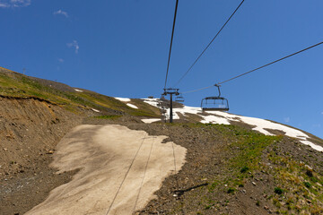 Obraz premium Great nature mountain landscapes. Fantastic perspective of caucasian snow inactive volcano Elbrus and clearly blue sky background. Russia