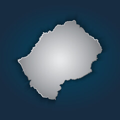 Obraz premium Lesotho map 3D metallic silver with chrome, shine gradient on dark blue background. Vector illustration EPS10.