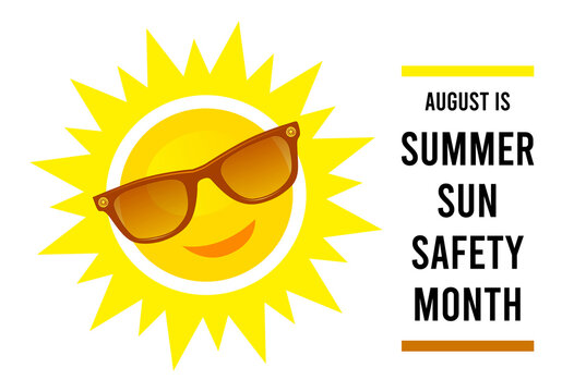 August is summer sun safety month. Vector illustration