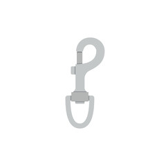 Climbing equipment carabiner with loop, flat vector illustration isolated.