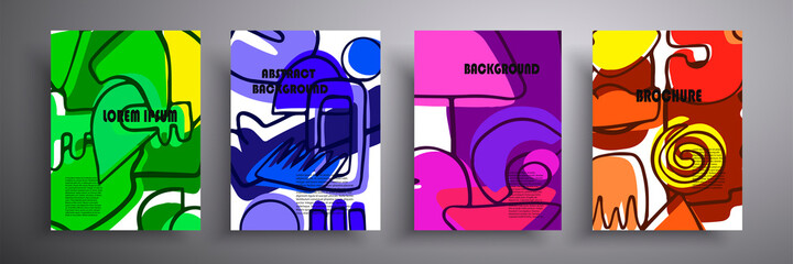 Vector illustration, modern art graphics. Abstract covers set, cover minimal design.