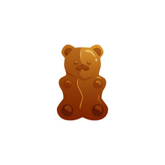 Brown sweet jelly gummy or chocolate candy in shape bear a vector illustration