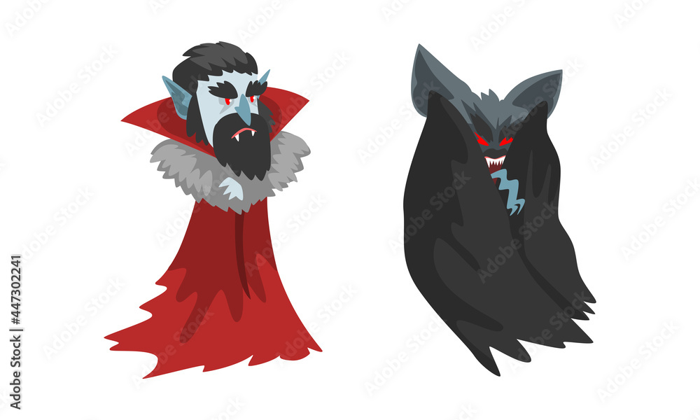 Canvas Prints scary count dracula set, happy halloween character cartoon vector illustration