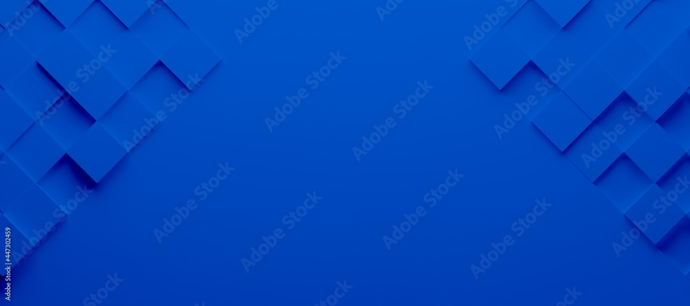 Poster abstract and illustration of blue box or cube background,light and shadow with free space, 3d render