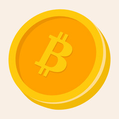 Bitcoin vector icon, modern cryptocurrency isolated on light background. 3D design. 