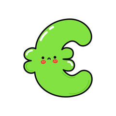 Cute sad Euro character. Vector hand drawn cartoon kawaii character illustration icon. Isolated on white background. Euro character concept